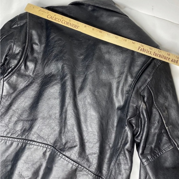 Vintage 90’s Leather Biker Jacket Black - Picture 6 of 11